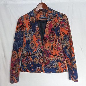Vintage Jones New York Signature paisley stretch blazer size 6 petite EUC